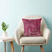 Groovy Retro 1960s Linear Design Roze en Zwart Kussen (Stoel)
