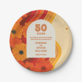 Groovy Retro 50e bruiloft Jubileum Welkomstbord Papieren Bordje (Voorkant)