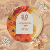 Groovy Retro 50e bruiloft Jubileum Welkomstbord Papieren Bordje