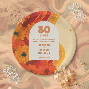 Groovy Retro 50e huwelijksjubileum welkomstbord Papieren Bordje
