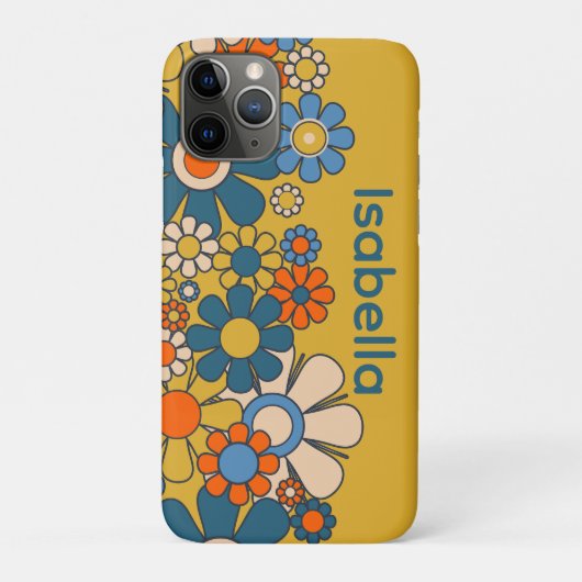 Groovy Retro 60s 70s Bloemen gepersonaliseerd Case-Mate iPhone Case (Achterkant)