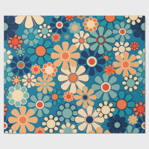 Groovy Retro 60s 70s Bloemenpatroon Cadeaupapier