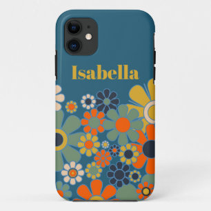 Groovy Retro 60s 70s Bloemenpatroon Gepersonalisee iPhone 11 Hoesje