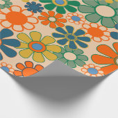 Groovy Retro 60s 70s Hippie Bloemenpatroon Cadeaupapier (Hoek)