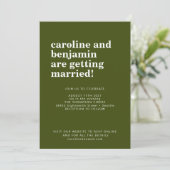 Groovy Retro 60s Flowers Donkergroene bruiloft Kaart (Staand voorkant)