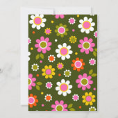 Groovy Retro 60s Flowers Donkergroene bruiloft Kaart (Achterkant)