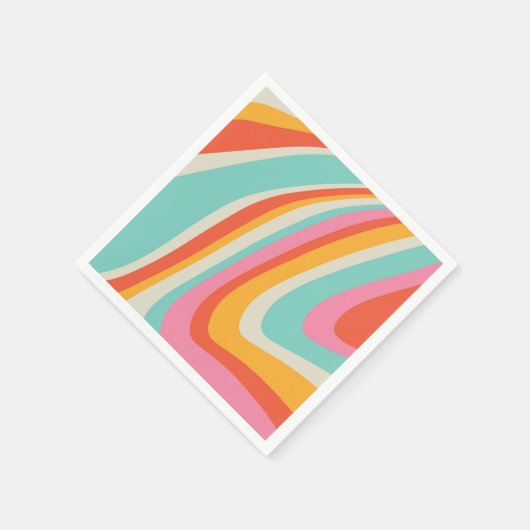 Groovy Retro 60s Wavy Lines Servet (Hoek)