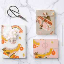 Groovy Retro 70 kerst Inpakpapier Vel