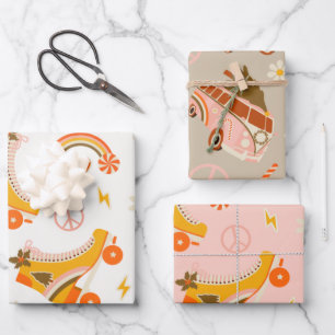 Groovy Retro 70 kerst Inpakpapier Vel