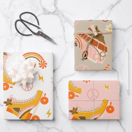 Groovy Retro 70 kerst Inpakpapier Vel (Voorkant)