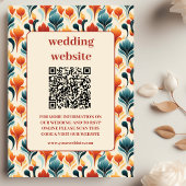 Groovy Retro 70s Bloemen Bruiloft QR code Behuizin Informatiekaartje