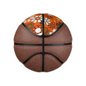 Groovy Retro 70s Bloemen Bruin en Sinaasappel Patr Basketbal (Rechts)