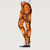 Groovy retro 70s boho hippie oranje bloempatroon leggings (Links)