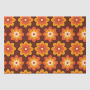 Groovy retro 70s boho hippie oranje bloempatroon tissuepapier