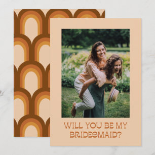 Groovy Retro 70s Bridesmaid proposal fotokaart