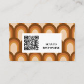 Groovy Retro 70s Bruin Wedding Website QR Code Informatiekaartje (Achterkant)