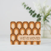 Groovy Retro 70s Design Brown New Address We moved Briefkaart (Staand voorkant)