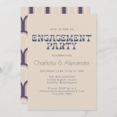 Groovy Retro 70s Design in Blue Engagement Party Kaart (Voorkant / Achterkant)