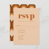 Groovy Retro 70s Design in Brown Wedding Meal RSVP Kaartje (Voorkant / Achterkant)