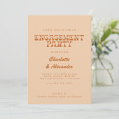 Groovy Retro 70s Design Tan Verloving Host Party Kaart (Staand voorkant)