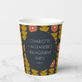 Groovy Retro 70s Floral Custom Engagement Party Papieren Bekers (Voorkant)