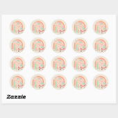 GROOVY Retro 70's Hippie roze sinaasappel Dank u Ronde Sticker (Vel)