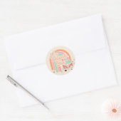 GROOVY Retro 70's Hippie roze sinaasappel Dank u Ronde Sticker (Envelop)