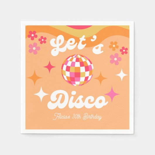 Groovy Retro 70s Laten we Disco Any Age Verjaardag Servet (Voorkant)