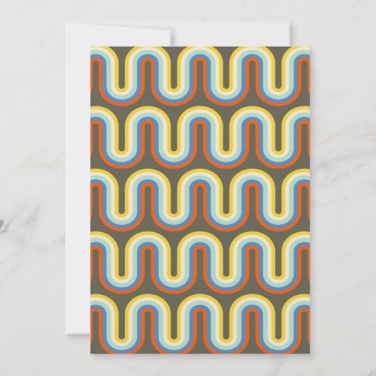 Groovy Retro 70s Olive Pattern Engagement Party Kaart (Achterkant)