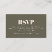 Groovy Retro 70s Olive Wedding Website QR Code Informatiekaartje (Voorkant)