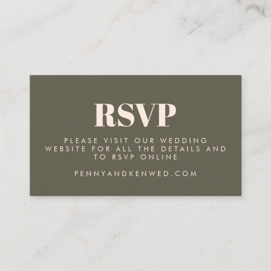 Groovy Retro 70s Olive Wedding Website QR Code Informatiekaartje (Voorkant)