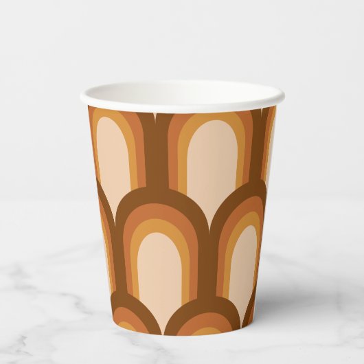 Groovy Retro 70s Patroonontwerp in bruin huwelijk Papieren Bekers (Achterkant)