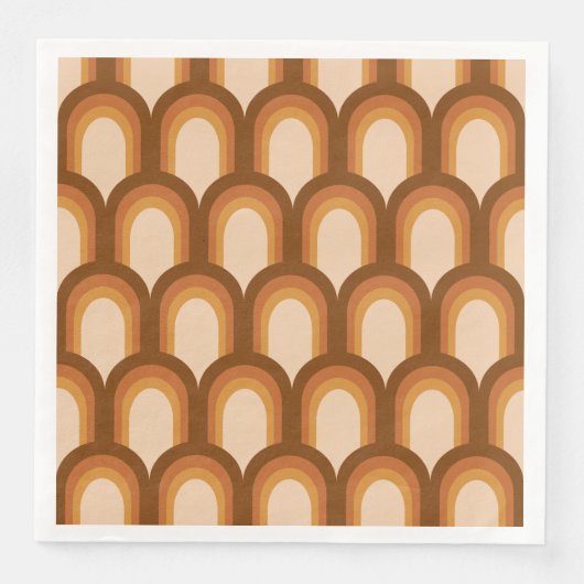 Groovy Retro 70s Patroonontwerp in bruin huwelijk Servet (Voorkant)