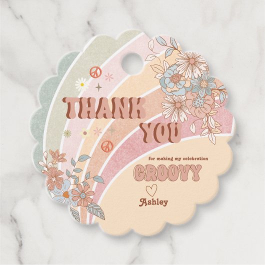 Groovy Retro 70s | Regenboog bedankt Bedankjes Labels (Voorkant)