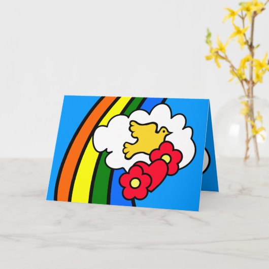 Groovy Retro 70's Verjaardag Kaart (Gele Bloem)