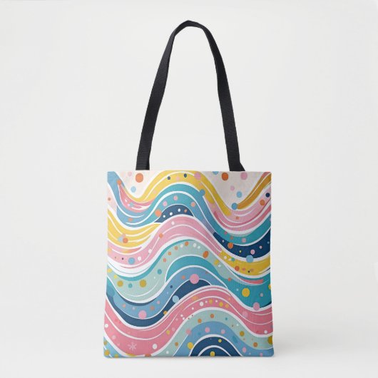 Groovy Retro 70s Wavy Abstract Pattern Draagtas (Voorkant)