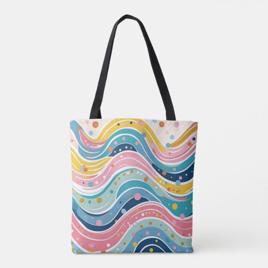 Groovy Retro 70s Wavy Abstract Pattern Draagtas (Achterkant)