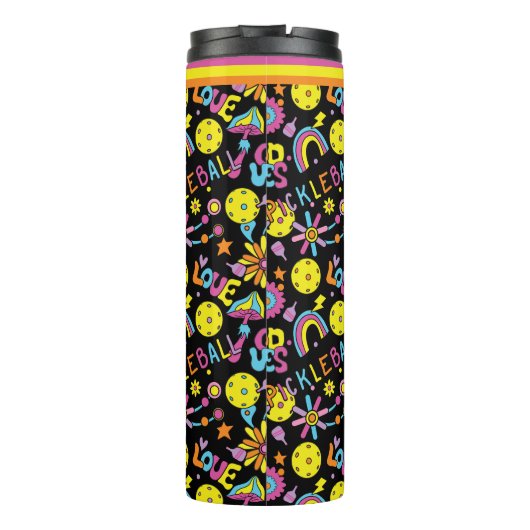 Groovy, retro 90, zwart thermosbeker (Achterkant)