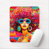Groovy Retro Afro Chique Pop Kunst Muismat (Met muis)