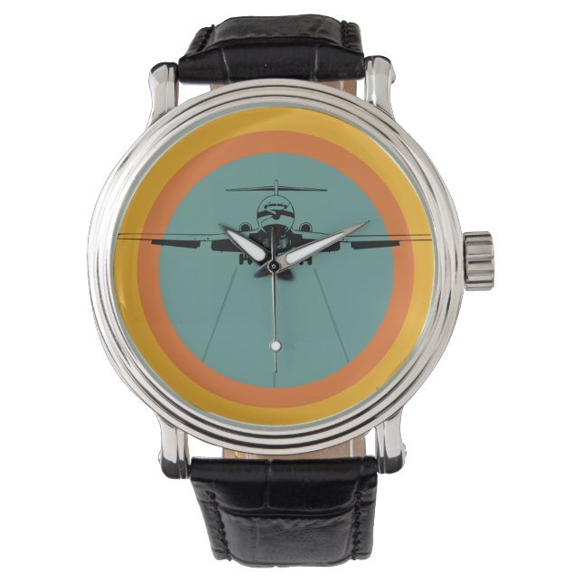 Groovy Retro Airliner Jet Horloge (Voorkant)