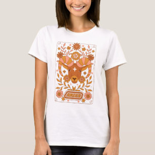 Groovy Retro Aries Horoscope Astrology Brown T-shirt