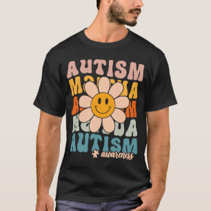 Groovy Retro Autism Awareness Month Puzzle Piece S T-shirt