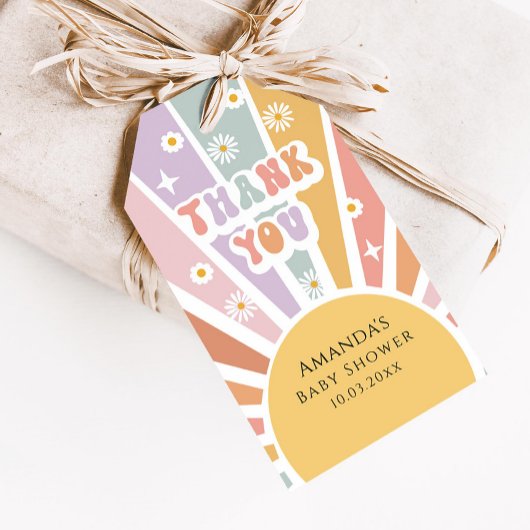 Groovy Retro Baby shower Dank u Cadeaulabel