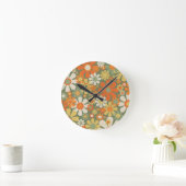 Groovy Retro Bloemen 60s 70s Bloemen Ronde Klok (Huis)