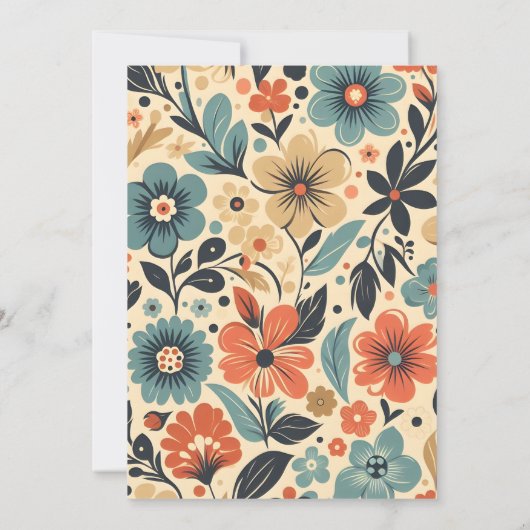 Groovy Retro Bloemen Bruiloft Kaart (Achterkant)