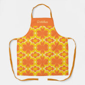 Groovy Retro Bloemen in Sinaasappel Geel Ontwerp Schort (Voorkant)