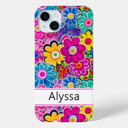 Groovy Retro Bloemstuk Persoonlijk Case-Mate iPhone Case (Achterkant)