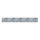 Groovy Retro Blue Protea en Daisy Pattern Grosgrain Lint (Voorkant)