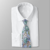 Groovy Retro Blue Protea en Daisy Pattern Stropdas (Gebonden)