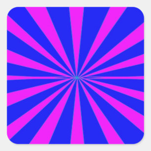 Groovy Retro Blue & Roze achtergrond Vierkante Sticker